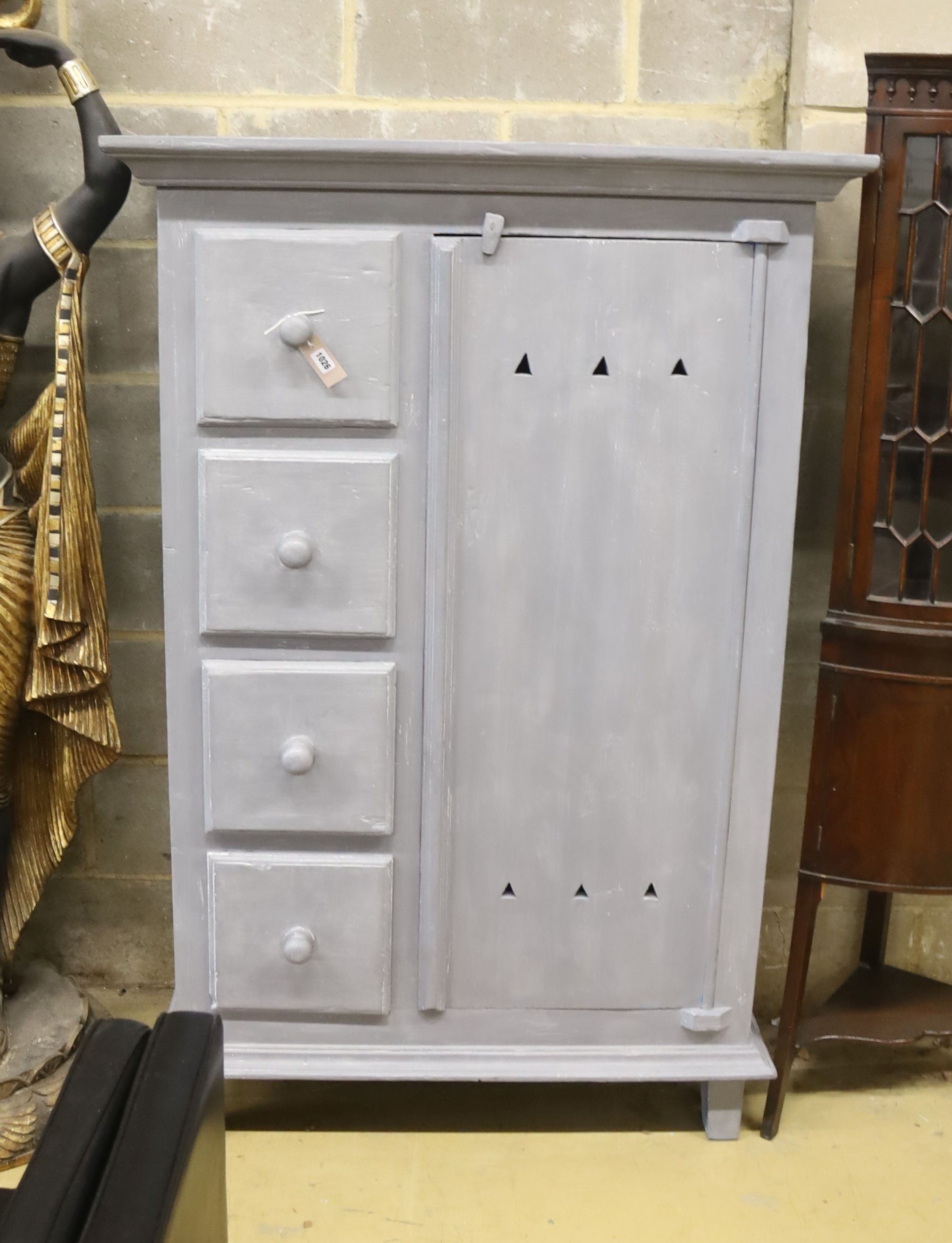 A painted pine child's wardrobe, width 101cm, depth 52cm, height 153cm